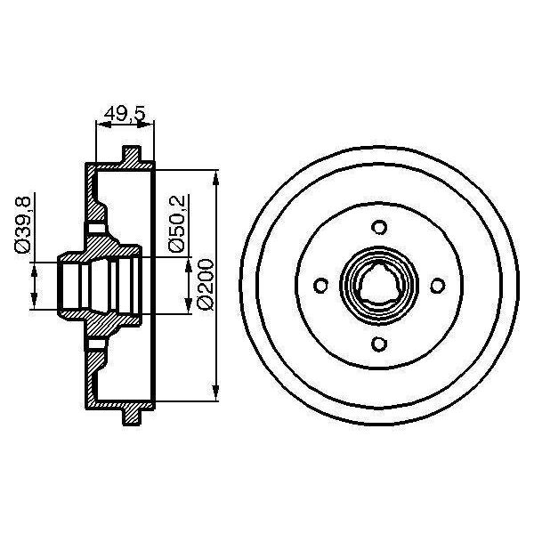 Bosch 0 986 477 041 - Oe 1H0 501 615 A Bremstrommel FüR Toledo I (1L2), Ibiza (6K), Cordoba (6K), Felicia (6U), Polo (6N), Polo (6V), Jetta Ii (165, 19E, 1G2), Golf Iii (1H), Golf Cabriolet (1E), Caddy Ii (9K), Vento (1H)-image