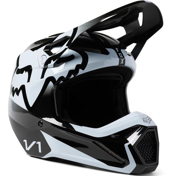 Casco Mx Per Bambini Fox Yth V1 Leed Dot/Ece Nero/Bianco Ym-image