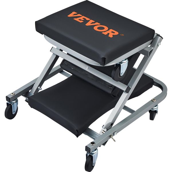 Vevor 2 In 1 Sgabello Per Autofficina, Sgabello Di Montaggio Sgabello Per Officina 915 X 415 X 128 Mm Sedile A Rotelle Di Montaggio, Acciaio + Vinile Ruote Girevoli A 360° Sedile Pieghevole Fino A 136 Kg Di Portata Sgabello A Rotelle-image