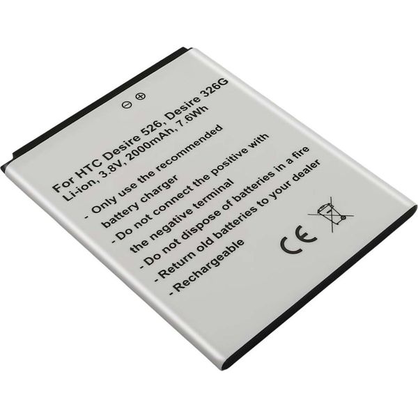 Avizar, Htc Desire 526 / 326G Akku Htc Desire 526 / 326G Li-Ion 3.8V 2000Mah, Argento-image