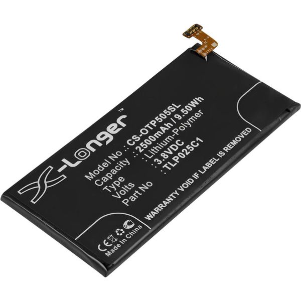 Avizar, Batteria Alcatel Onetouch Pop 4 Plus Li-Polymer 3.85V 2500Mah, Nero-image