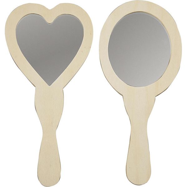 Creativ Company Cc Specchio A Mano In Legno 23 Cm 2 Pezzi-image