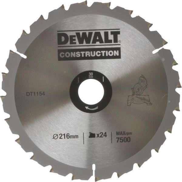 Dewalt DT1952-QZ Lama Circolare Per Costruzioni Fisse 24 Denti 216 X 30 Mm-image