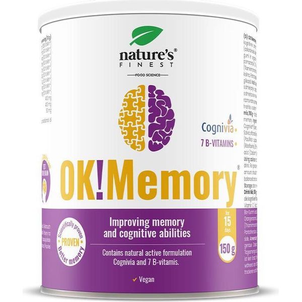 Nature's Finest Ok Memory - Supporto Naturale Per L'attenzione E Le Prestazioni Con Guaranà, Vitamina C E Complesso B - 150 G-image