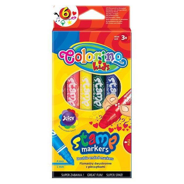 Pennarelli Bifacciali Con Timbri 6 Colori Colorino Kids-image