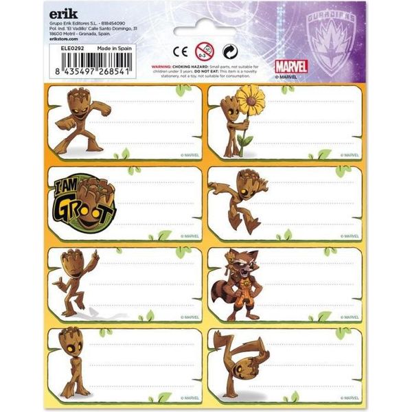 Erik Editores Marvel Groot Etichette Adesive Multicolore Multicolore Taglia Unica-image