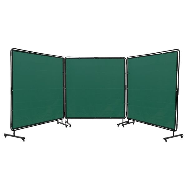 Vevor Tenda Per Saldatura A 3 Pannelli 1,8 X 1,8 M Tenda Di Protezione Per Saldatura In Vinile Ignifugo Parete Di Protezione Per Saldatura Con 6 Ruote Girevoli E Protezione Uv A 6 Stadi Coperta Per Saldatura Protezione Per Saldatura Verde-image