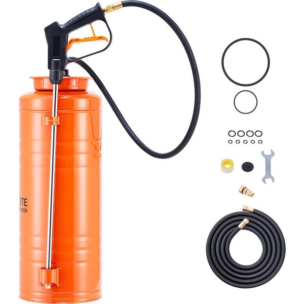 Succebuy Spruzzatore Industriale A Pressione, Spruzzatore In Acciaio Inox Da 13,2 Litri, Robusto Spruzzatore A Pompa Con Impugnatura Ergonomica A Pistola, Tubo Flessibile E 2 Ugelli In Ottone, Adatto Per Lavori Di Costruzione E Manutenzione Del Giardino-image