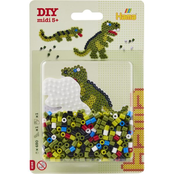 Hama Iron On Beads 4193 Hama Iron On Beads Midi "Dinosaur"", Blister"-image