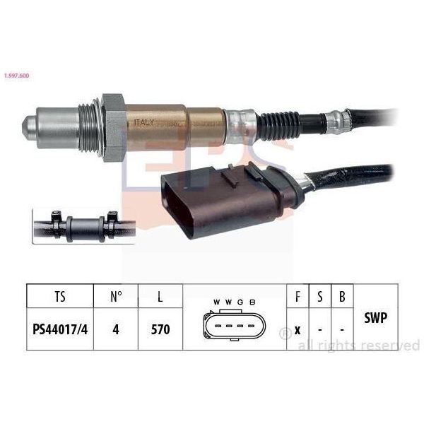 Sonda Lambda Eps Per Vw Polo (9N) Sonda Planare Riscaldata 570 Mm 1.997.600-image