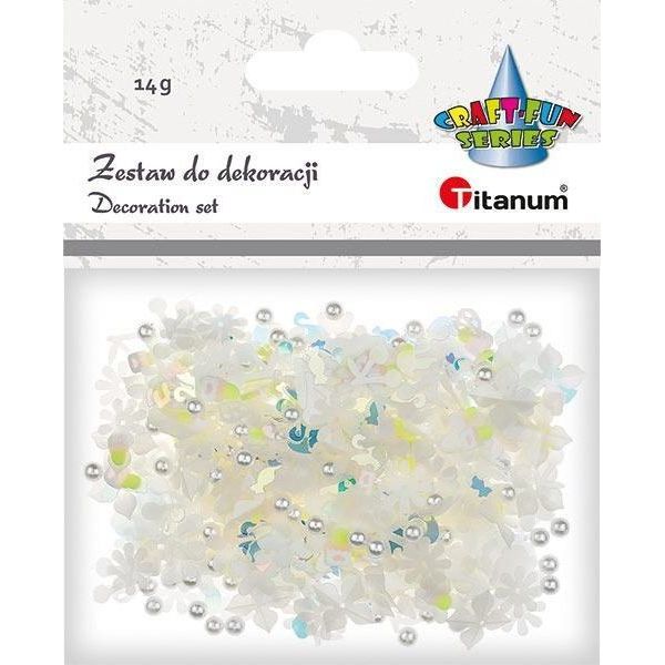 Kit Decorazione Paillettes Fiori Coriandoli 14G Bianco Titanum-image