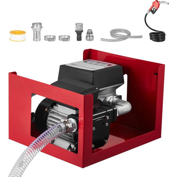 Succebuy Pompa Elettrica Per Gasolio, 60L/Min, Con Flussometro, Ugello Di Arresto Automatico, 2 Tubi Flessibili, Prevalenza Di 13,7 M, Adatta Per Paraffina E Biodiesel-image