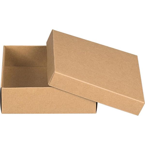 Scatola Pieghevole 22 X 22 X 6 Cm, Marrone, Con Coperchio, Cartone Kraft - Set Da 10-image