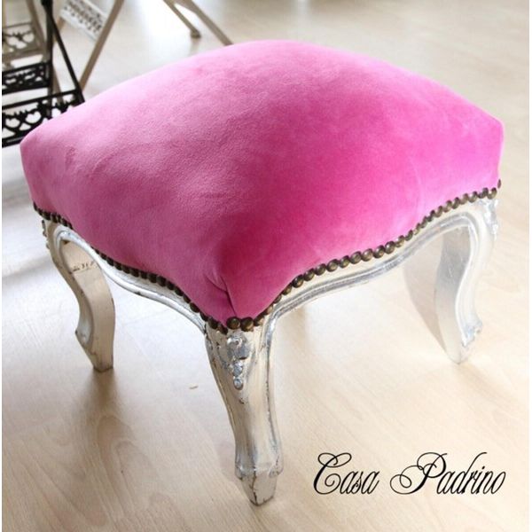 Casa Padrino Sgabello Barocco Rosa / Argento - Mobili In Stile Antico - Sgabello-image