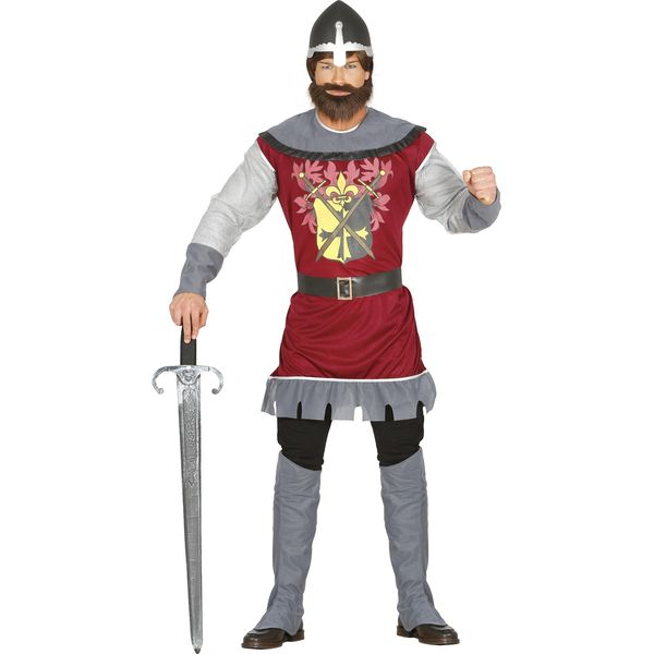 Costume Da Cavaliere Guerriero Medievale Tradizione Storica Autentico Elmo Lotta Carnevale Festa Esperienza Guerriero Moschettiere Abbigliamento, Taglia: 52 - 54 (L) Colore: Grigio-image