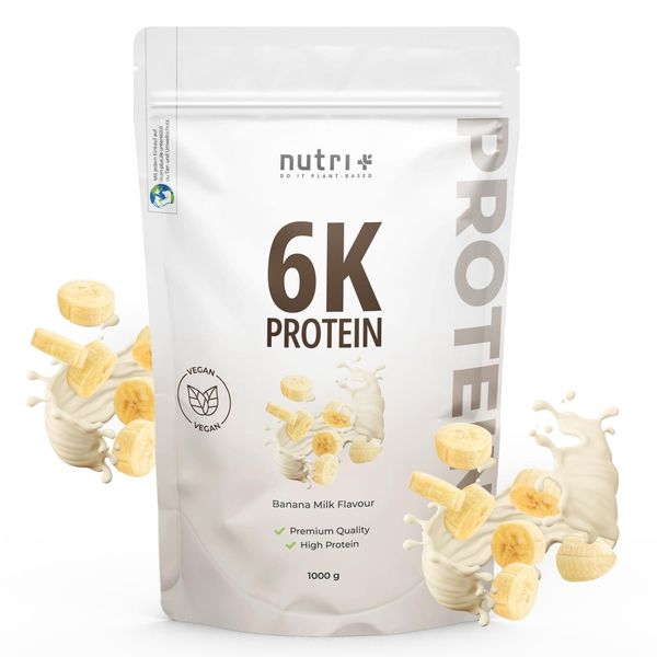 Nutri+ 6K Proteine In Polvere 1000 G - Proteine Vegane In Polvere Latte Di Banana Ad Alto Contenuto Proteico-image