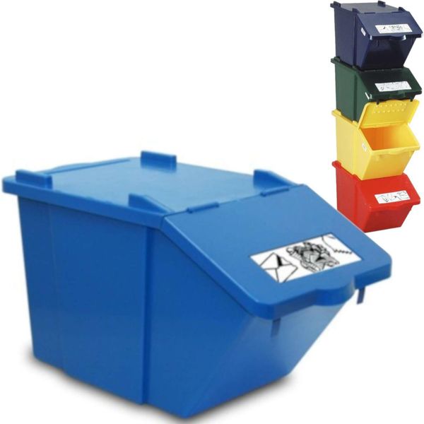 Contenitore A Due Piani Per Rifiuti Differenziati - Blu 45L-image