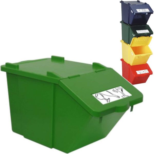 Contenitore Per La Raccolta Differenziata A Due Piani - Verde 45L-image