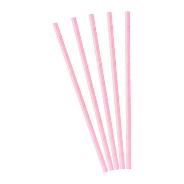 Cannuccia Di Cartone Per Bere 10 Pezzi Rosa Chiaro 19,5 Cm - Taglia Unica-image