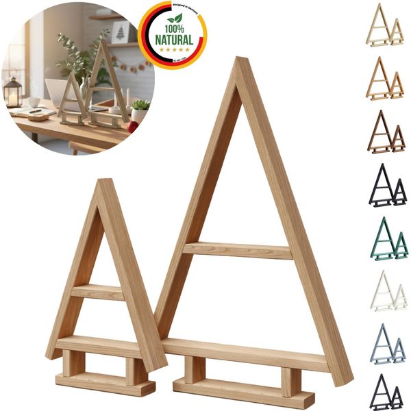 Floranica Albero Di Natale In Legno Fatto A Mano Set Da 2 - Non Trattato, Decorazione Natalizia Da Tavolo, Espositore Decorativo Per Natale Ornamento-image