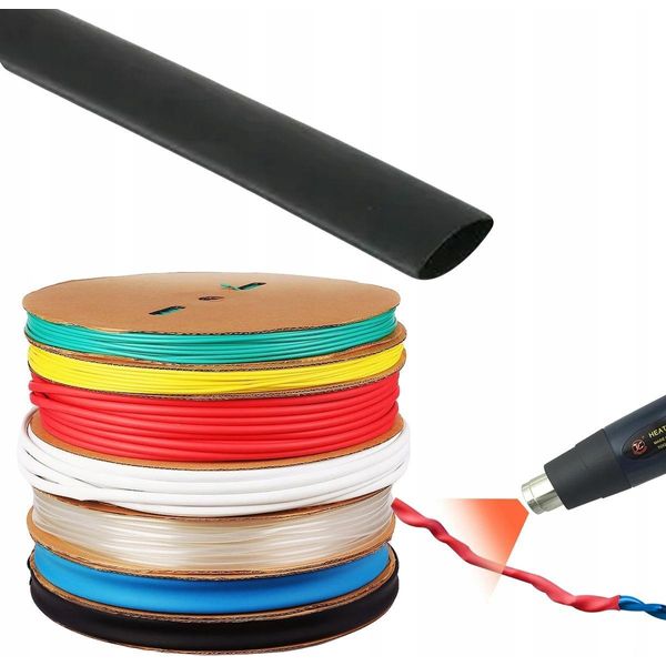 Rosfix Guaina Termorestringente Nera 70 Mm 1 M – Autoestinguente | Rapporto Di Restringimento 2:1 | Intervallo Di Temperatura Da -30 A 125 °C-image