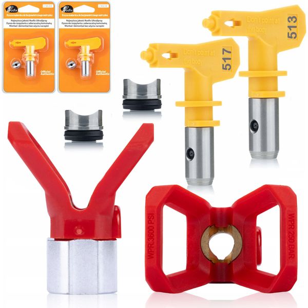 Rosfix Set Di Ugelli Ultra Spray 513, 517 Con Protezione Per Ugelli – Filettatura Da 7/8” | Per Spruzzatori Di Vernice Airless | Precisione, Durevole-image