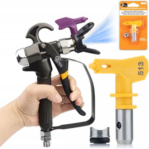 Rosfix Pistola A Spruzzo Per Unità Di Verniciatura Turbojet TJ1 + Ugello Per Verniciatura Ultra Spray Modello 513-image