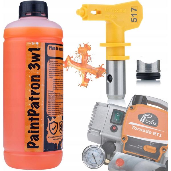 Rosfix Liquido Di Manutenzione E Pulizia Per Spruzzatore Di Vernice Paintpatron 3In1 1L + Ugello Di Spruzzatura Ultra Modello 517-image