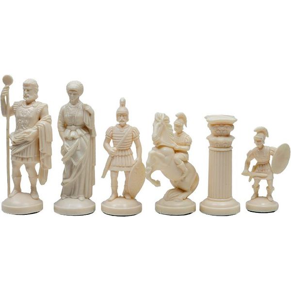 Figure Di Scacchi Stilizzati Dell'impero Romano, Crema E Nero (Re 98 Mm)-image