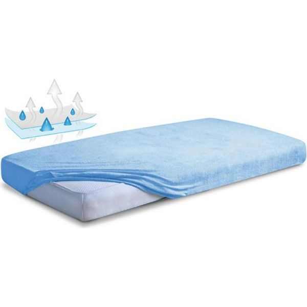 Babymatex Lenzuolo Impermeabile 60X120 24 In Spugna Blu Con Elastico Per Culla-image