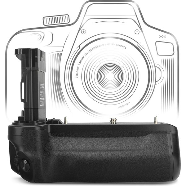 Cellonic Impugnatura BG-R10 Compatibile Con Battery Grip Per Fotocamera Fotografia Verticale Multifunzione Portabatterie LP-E6N, LP-E6NH-image