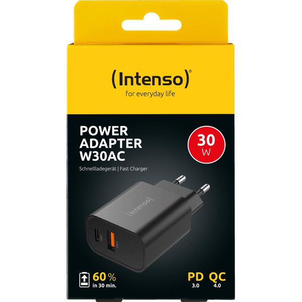 Intenso 7803010 Intenso Power Adapter 1X Usb-A/1X USB-C 30W Black-image