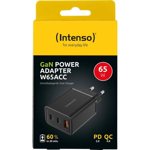 Intenso 7806510 Intenso Power Adapter 1X Usb-A/2X USB-C 65W Gan Black-image