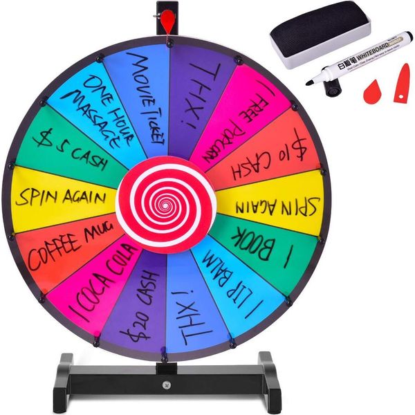 Costway 18" Ruota Della Fortuna Giocattolo A Colori Per Giochi Di Lotteria Giochi Di Parole φ48Cm"-image