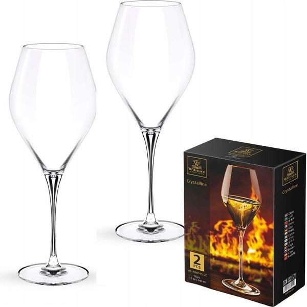 Set Di 2 Bicchieri Da Vino Wilmax Da 440 Ml Per Vino Bianco E Vino Rosso Lavabili In Lavastoviglie Bicchieri Moderni Per Vino Bianco Resistenti All'opacizzazione-image