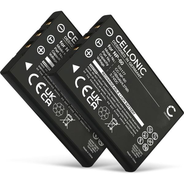 Cellonic, Batteria Per Fotocamera, Compatibile Con Samsung SLB-1037, Digimax V800, SLB-1137, V700 (3.7V, 1180Mah) 2 Pezzi-image