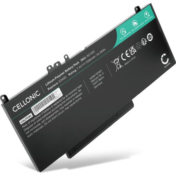Cellonic Batteria Compatibile Con Dell Latitude 5450, E5450, E5550, E5470, E5570, E5270, E5250, Vostro 3510, Precision 3510, Chwgg, 6MT4T 7200Mah 7.4V-image