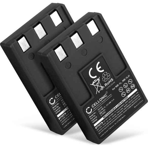 Cellonic, Batteria Per Fotocamera Compatibile Con Canon Digital Ixus, Powershot NB-1L, 500, V (3.7V, 830Mah) 2 Pezzi-image