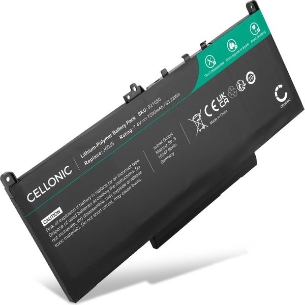 Cellonic Batteria Compatibile Con Dell Latitude 12 (E7470), 14 (E7470), 12 (E7270), P26S, J60J5, MC34Y, 1W2Y2, 242WD 7200Mah 7.4V-image