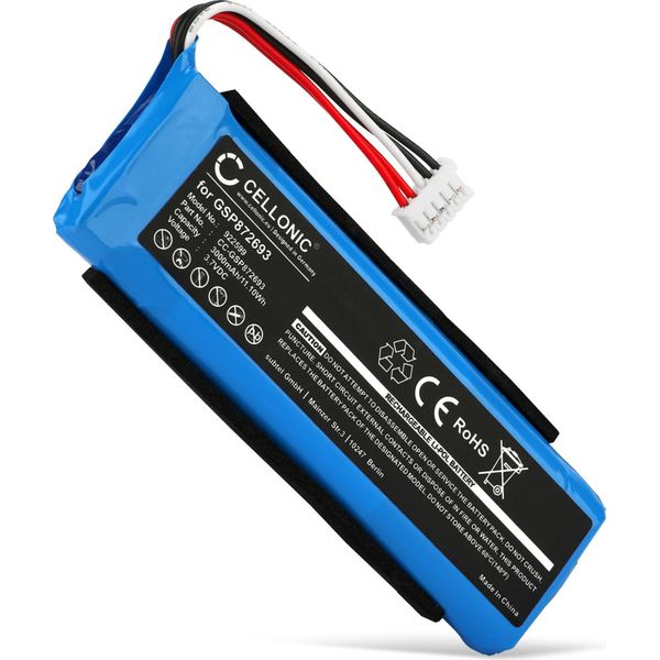 Cellonic, Batteria Per Altoparlante Compatibile Con Jbl Flip 3 (3000Mah, 3.7V) 1X Batteria Di Ricambio GSP872693 02-image