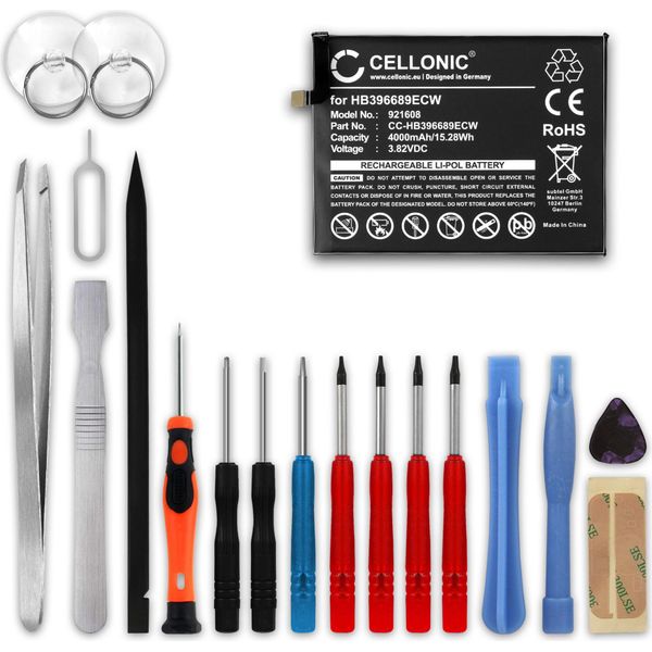 Cellonic Batteria HB396689ECW Compatibile Con Huawei Mate 9 / 9 Pro Ricambio Da 4000Mah + Set Di Strumento Con Giravite T2 Per Smontare Cellulate Telefono Smartphone-image