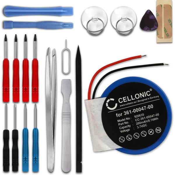 Cellonic, Batteria Per Smartwatch E Braccialetto Fitness Compatibile Con Garmin Approach S2, Forerunner 110, Approach S3 (200Mah, 3.7V) + Set Di Strumento Batteria Di Ricambio 361-00047-00 361-00064-00-image