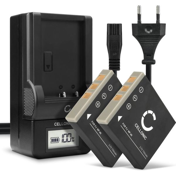 Cellonic, Batteria Per Fotocamera, Compatibile Con Pentax Optio S5Z, A36, D-LI8, S6, S, A40, Svi (3.7V, 700Mah) 2 Pezzi + Caricabatterie-image