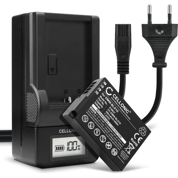 Cellonic, Batteria Per Fotocamera, Compatibile Con Panasonic Lumix DMC-GF2, DMC-G3, DMW-BLD10 (7.2V, 900Mah) 2 Pezzi + Caricabatterie-image