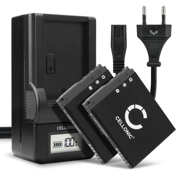 Cellonic, Batteria Per Fotocamera, Compatibile Con Sony Cyber-Shot DSC-T200, DSC-G3, NP-BD1 (3.7V, 600Mah) 2 Pezzi + Caricabatterie-image