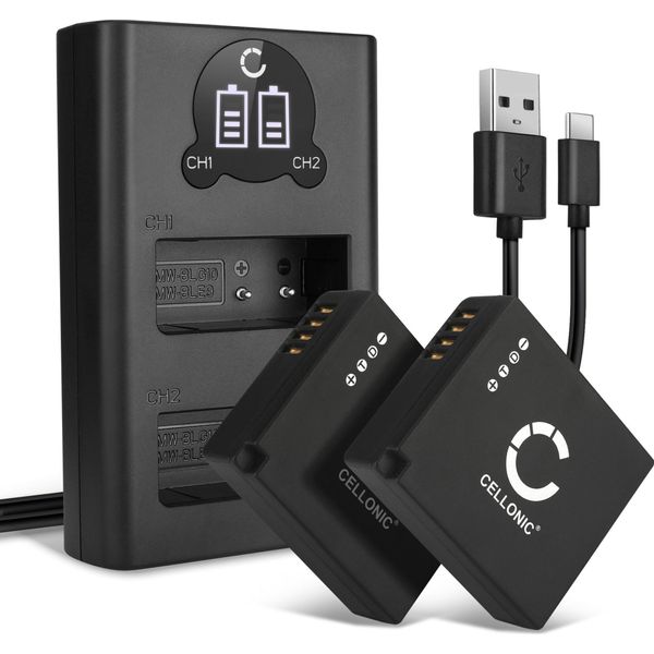 Cellonic, Batteria Per Fotocamera, Compatibile Con Panasonic DMW-BLG10E, Lumix DMC-TZ80, DMC-TZ100 (7.4V, 730Mah) 2 Pezzi + Doppio Caricabatterie-image