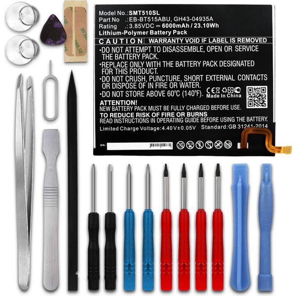 Subtel, Batteria Per Tablet Compatibile Con Samsung SM-T510 Galaxy Tab A 10.1 Wi-Fi (3.85V, 6000Mah) + Set Di Attrezzi-image