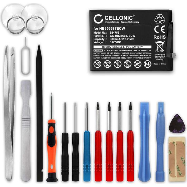 Cellonic Batteria HB356687ECW Compatibile Con Huawei Mate 10 Lite Ricambio Da 3300Mah + Set Di Strumento Con Giravite T2 Per Smontare Cellulate Telefono Smartphone-image