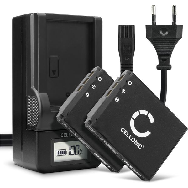 Cellonic, Batteria Per Fotocamera, Compatibile Con Sony Cyber-Shot DSC-P150, DSC-P200, DSC-P100 (3.7V, 1000Mah) 2 Pezzi + Caricabatterie-image