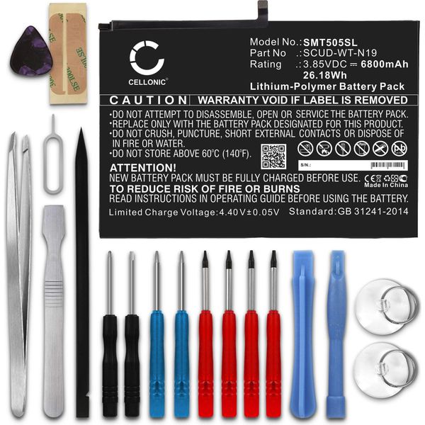 Cellonic, Batteria Per Tablet Compatibile Con Samsung Galaxy Tab A7 (Wi-Fi) SM-T500 (3.85V, 6800Mah) + Set Di Attrezzi-image